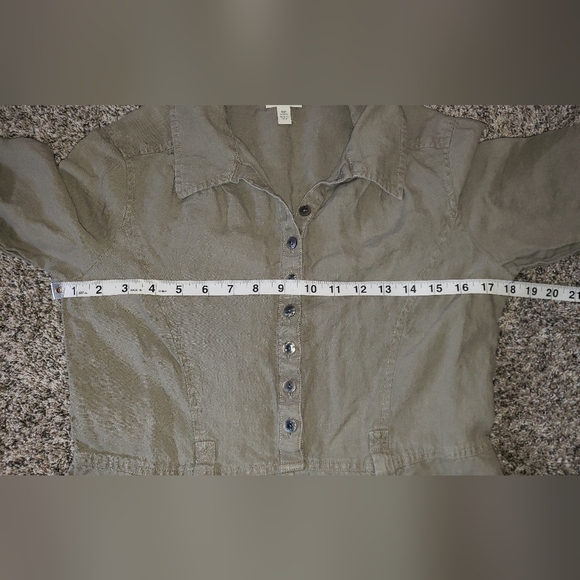 J. Jill| Khaki Button-Up Collared Dress - Picture 4 of 8